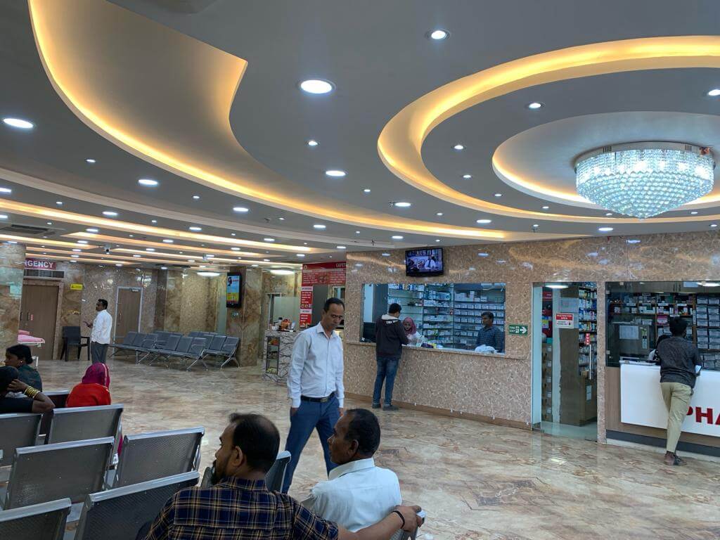 Reception area at Germanten Hospitals in Hyderabad