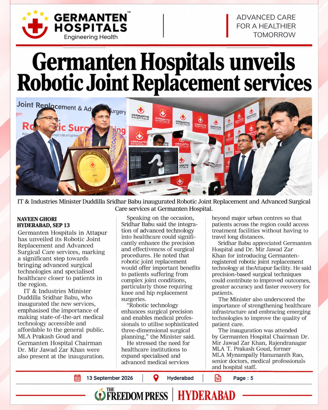 Latest developments in knee replacement surgery at Germanten Hospitals